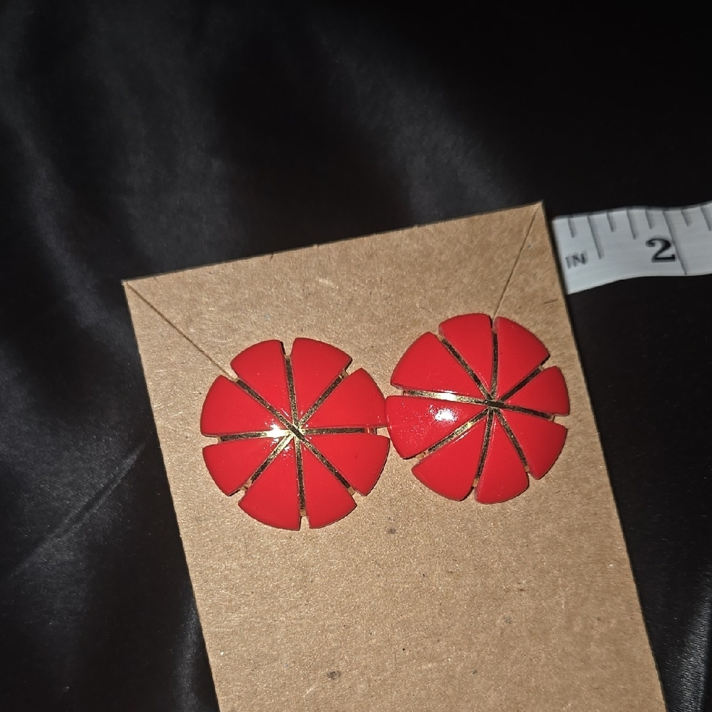Red Enamel Vintage Earrings